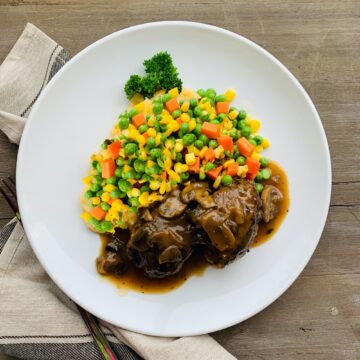 Salisbury steak with mashed root vegetable